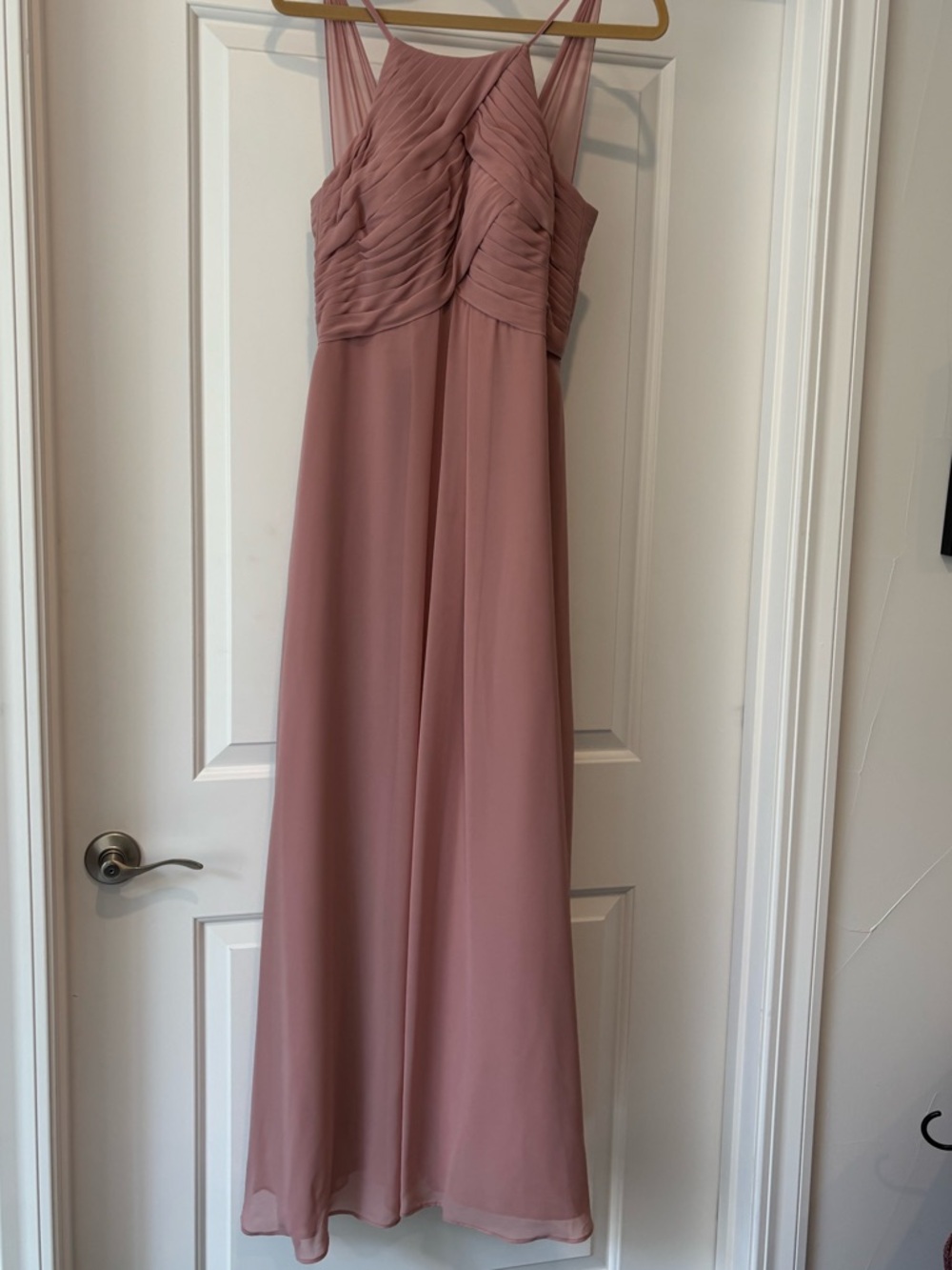 Azazie Blush Mauve Pleated Chiffon Maxi Dress